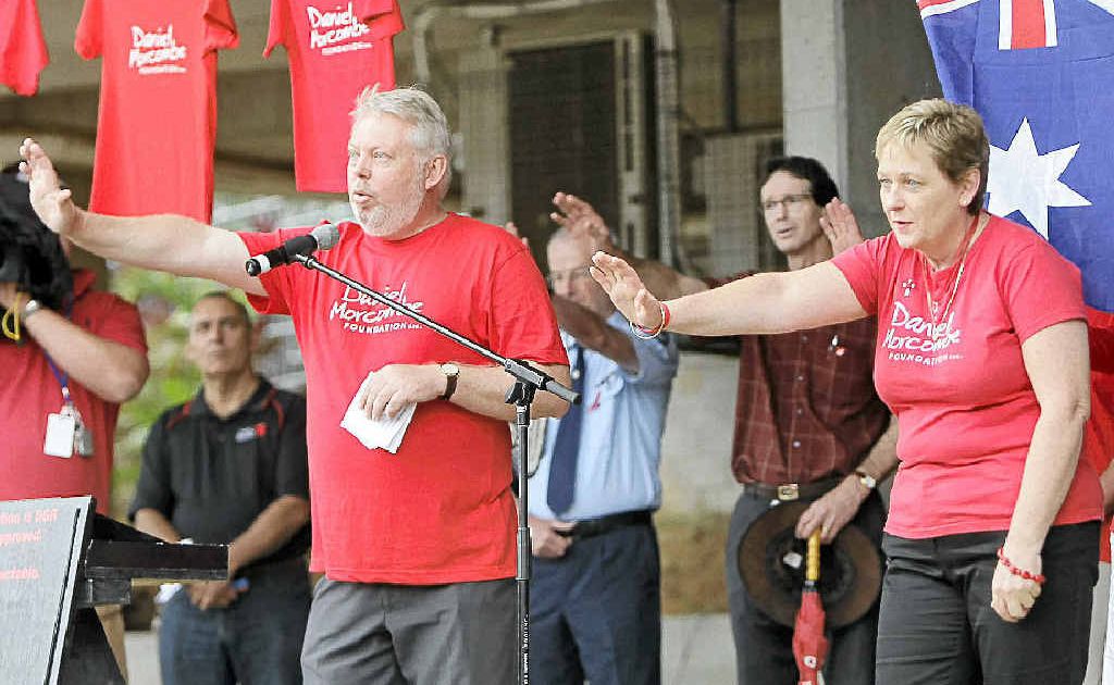 NOMINATED: Child protection advocate Bruce Morcombe addresses a crowd supporting his crusade. NOMINATED: Child protection advocate Bruce Morcombe addresses a crowd supporting his crusade.